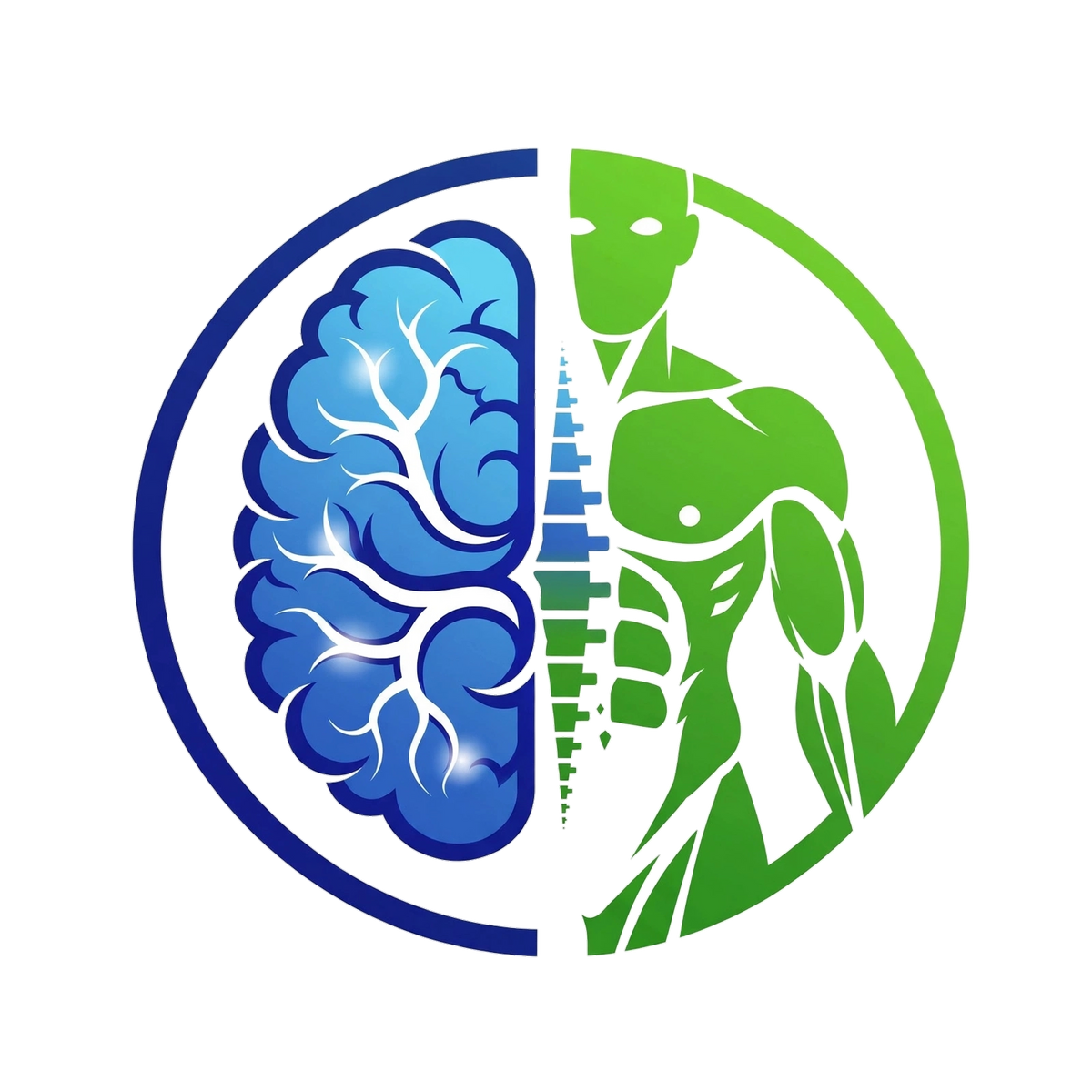 blue brain green muscular human mind body healing